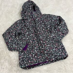Columbia Hooded Girls purple pink print Omniheat lined Waterproof Jacket Large